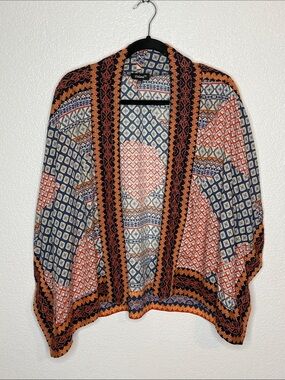 Tolani Anthropologie Multi Color Boho Embroidered Topper Kimono One Size